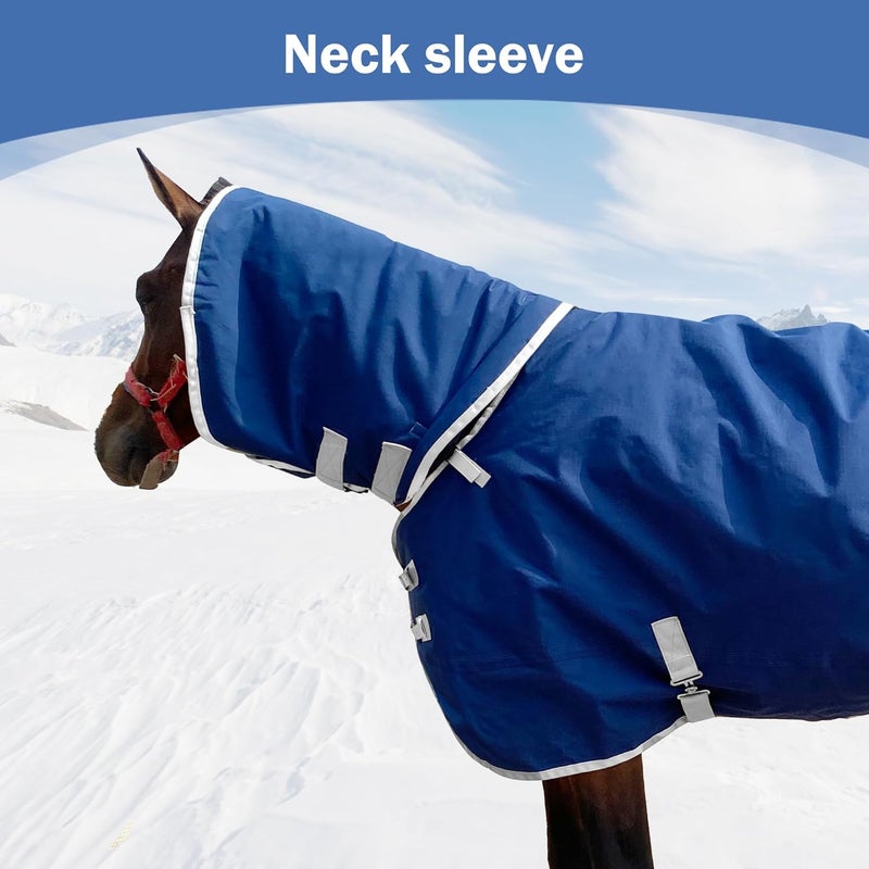 Jranter 1200D Winter Waterproof Horse Trunout Blanket, 280g Warm Cotton Filling Liner with Turnout Neck Cover Detachable, Medium Weight Waterproof Horse Blanket (Back Length 72 inch / 135 CM) - Image 2